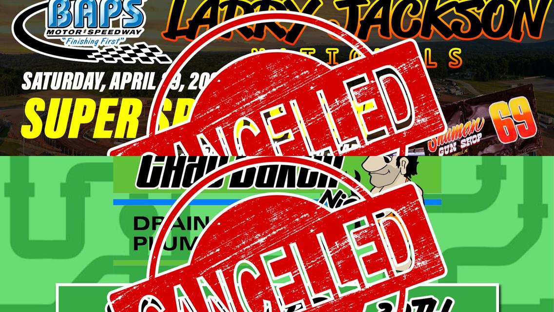 Doubleheader at BAPS (4/29 &amp; 4/30) Cancelled Due to Excessive Rain
