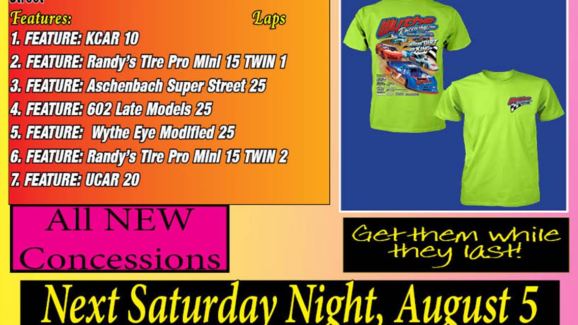 Schedule of Events - July 29, 2023 Randy&#39;s Tire Shop TWIN Pro Mini &amp; 602 Lates