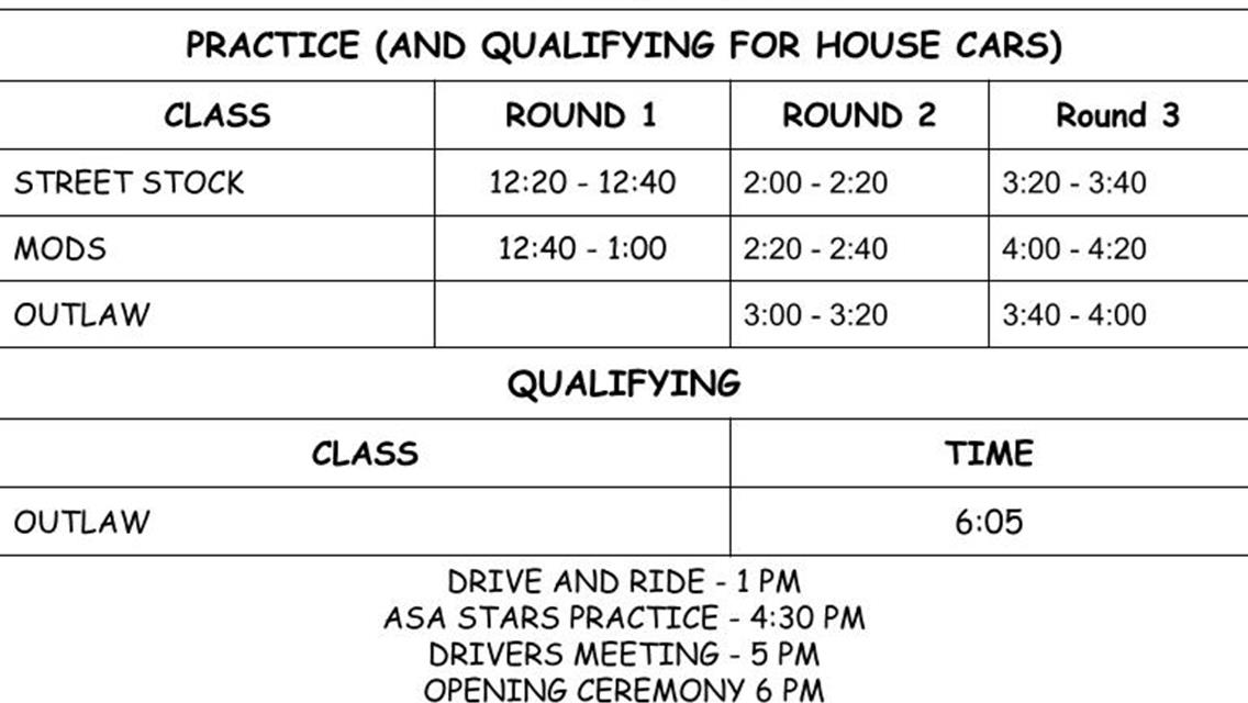 August 24-25th Race Day Schedules