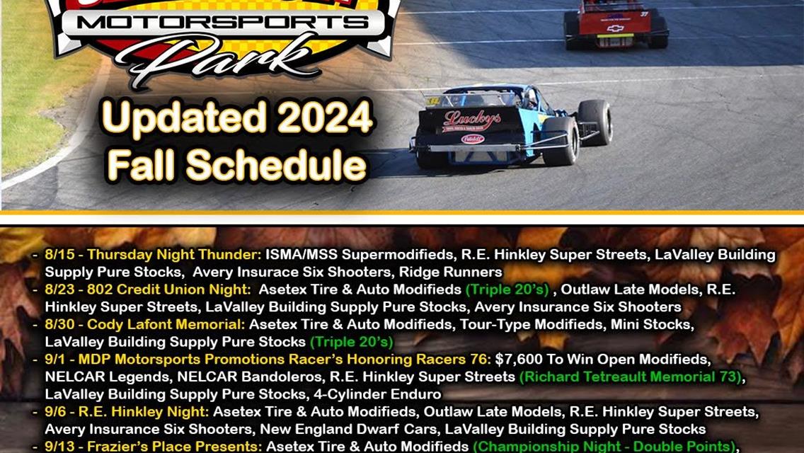 **Claremont Motorsports Park Announces Updated 2024 Fall Schedule**