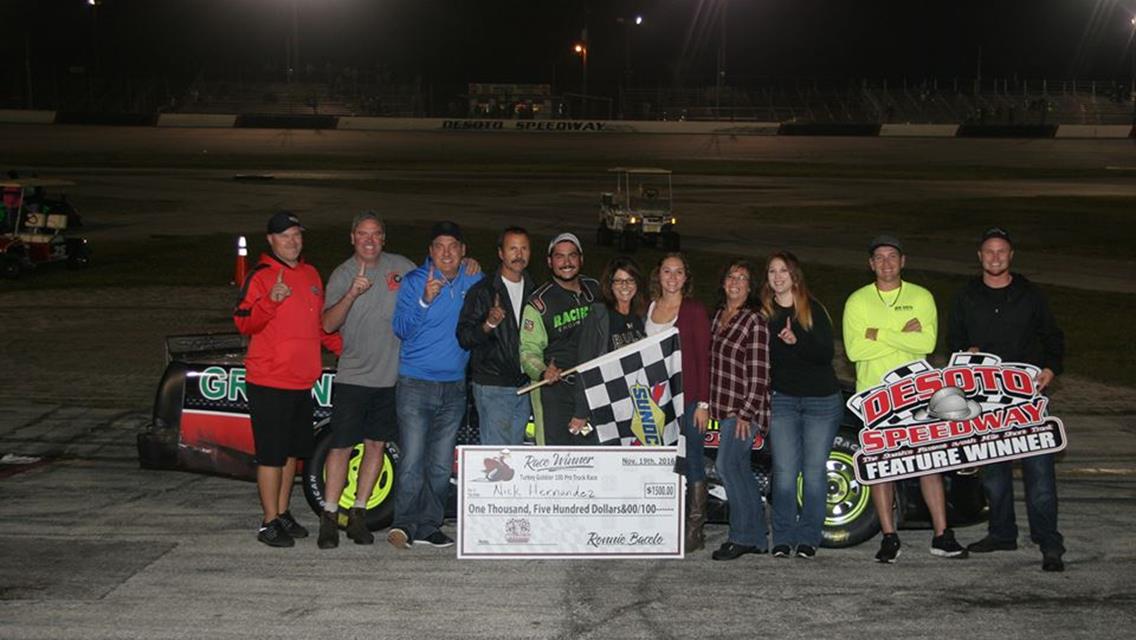 Hernandez takes Turkey Gobbler 100 at Desoto Speedway