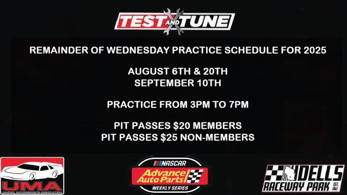 REMAINDER OF WEDNESDAY PRACTICE SCHEDULE FOR 2025