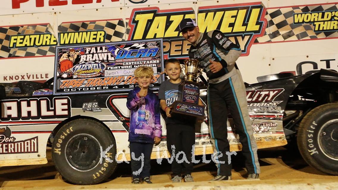 Aaron Guinn in UCRA victory lane at topping the Fall Brawl at Tazewell Speedway on Saturday, October 4.