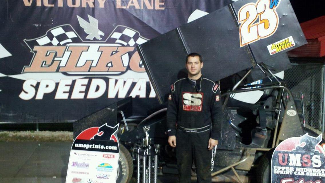 Scott Winters in Elko Speedway Victory Lane following Fall Dirt Nationals UMSS Win.