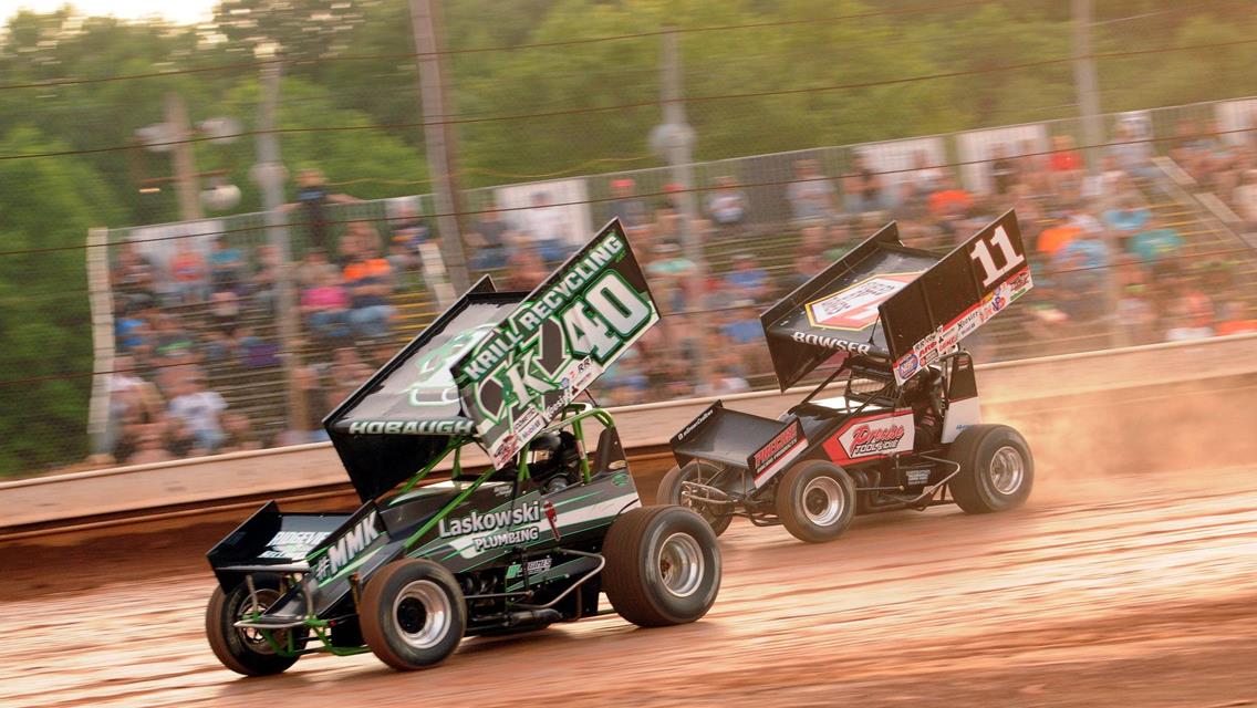 Will there be an 8th different winner in as many races as the &quot;410&quot; Sprints return on Saturday night for $3000 to-win; Stocks, RUSH Sportsman Mods &amp; E