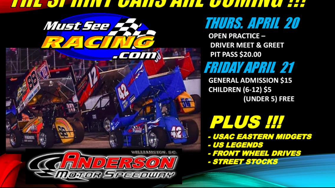 The Sprint Cars Are Coming!  April 20th- 21st, 2017