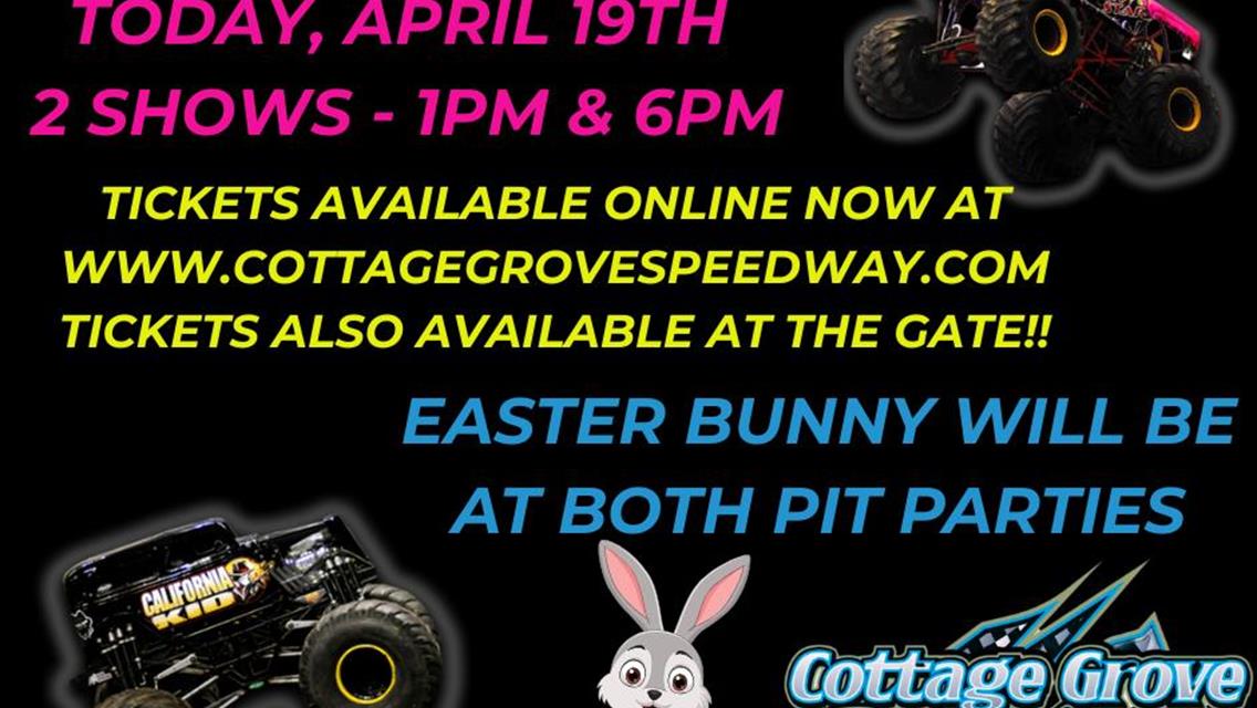 IT&#39;S MONSTER TRUCK DAY!  AND THE EASTER BUNNY WILL BE HERE!!