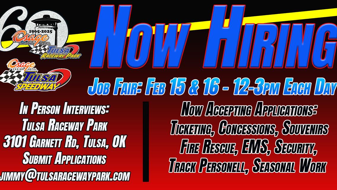 Tulsa Raceway and Speedway are HIRING!