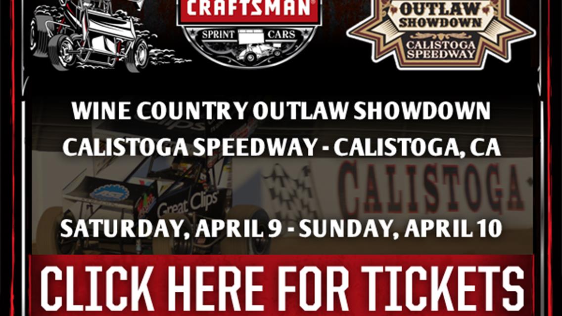 WoO Calistoga Speedway April 9-10 Tickets On Sale Now!