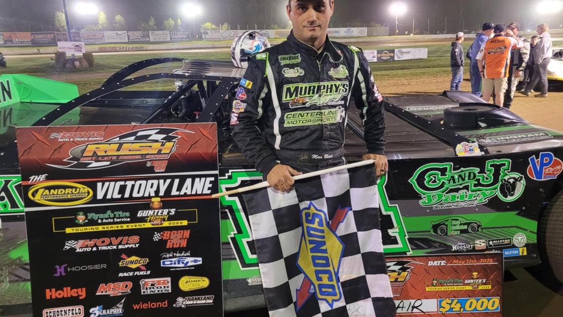 MAX BLAIR OUT-DUELS 4-TIME CHAMP JEREMY WONDERLING TO WIN AT ERIEZ OVER THE 43-CAR FIELD AS HIS FLYNN&#39;S TIRE/GUNTER&#39;S HONEY TOUR WEEKEND SWEEP IS WORT
