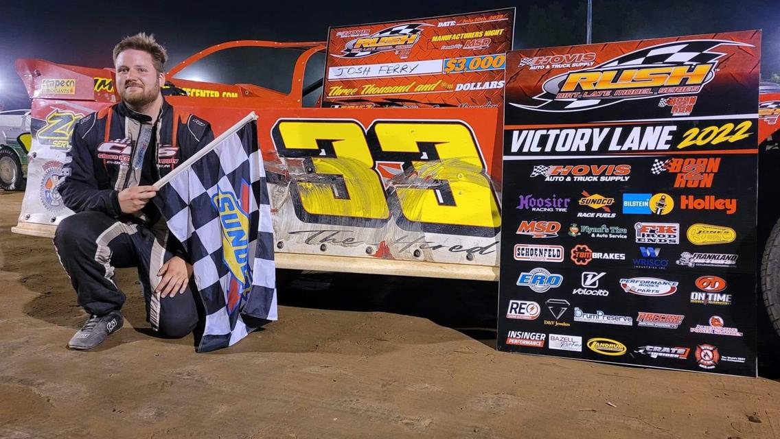 JOSH FERRY PASSES ERIEZ STANDOUT JASON GENCO TO SCORE AN UPSET CAREER 1ST HOVIS RUSH LATE MODEL FLYNN&#39;S TIRE TOUR VICTORY TO BECOME 8TH DIFFERENT WINN