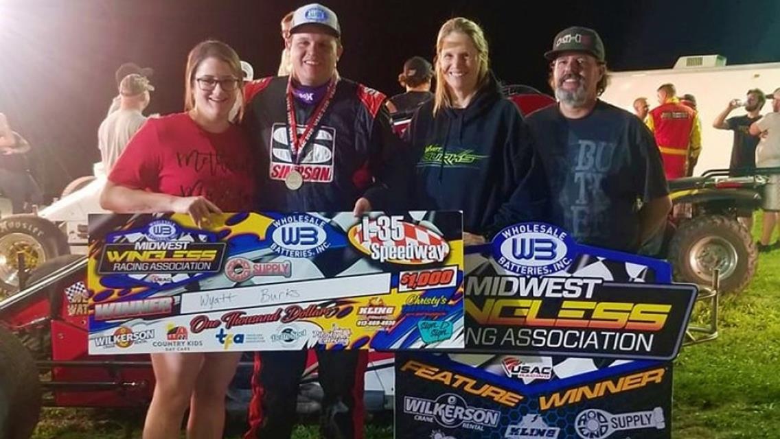 Burks sweeps USAC Midwest Wingless Sprints at I-35 Speedway