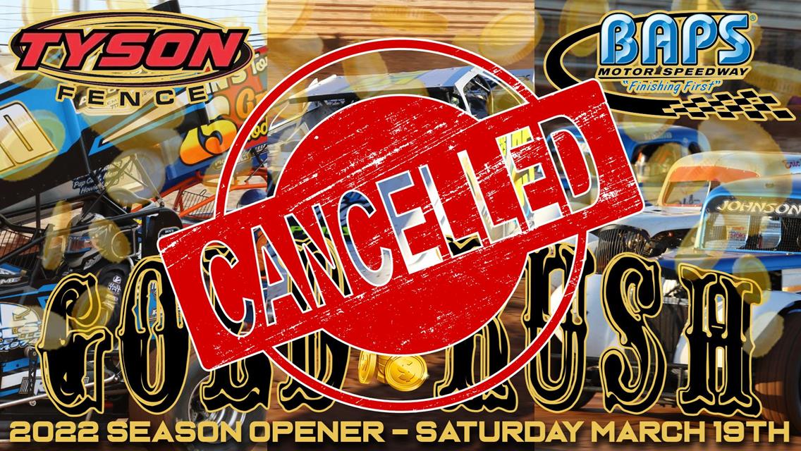 March 19 Season Opener Cancelled