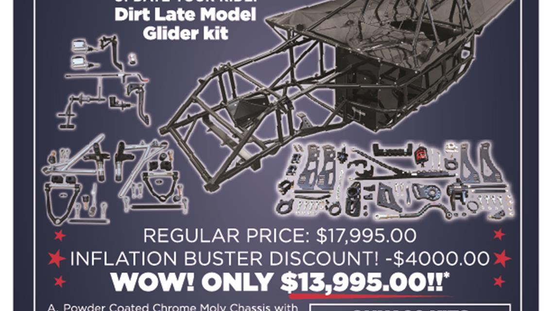 Lazer Chassis Hosting Inflation Buster Discounts on Late Model Glider Kits