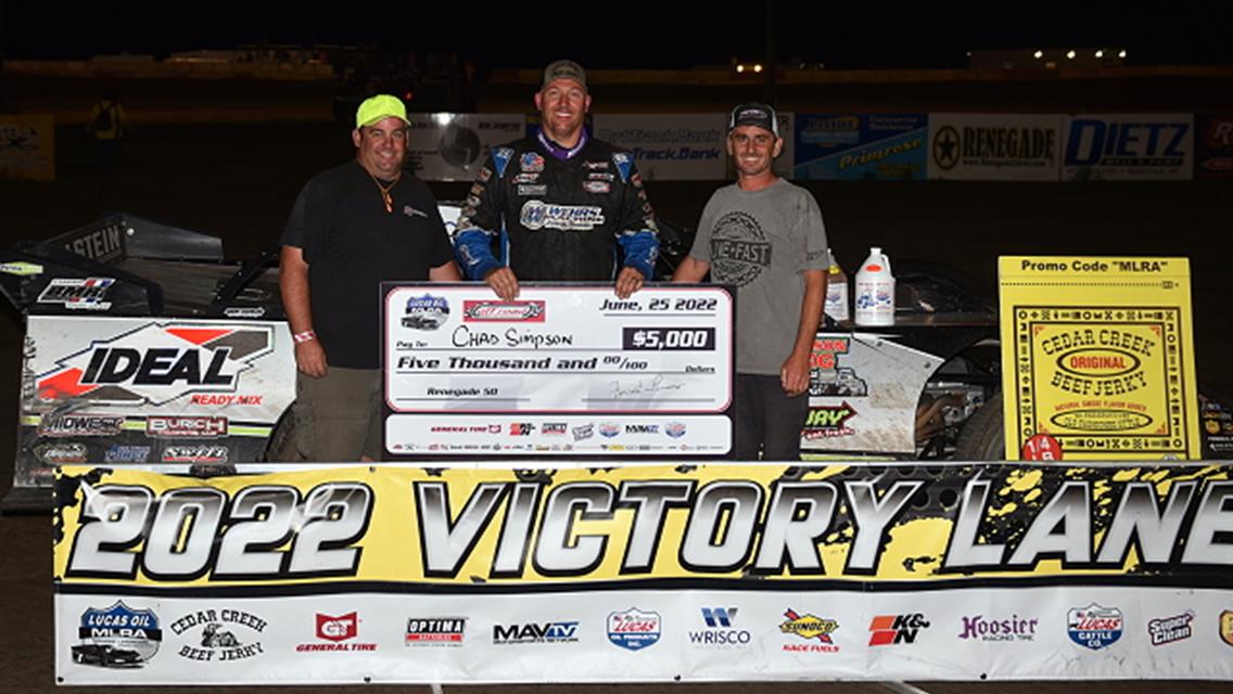 Back On Top:  Chad Simpson Captures $5,000 Win in &quot;Renegade 50&quot;