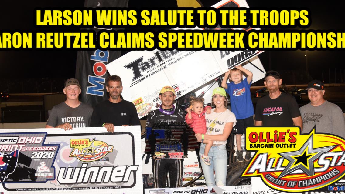 Kyle Larson claims Sharon’s Salute to the Troops Speedweek finale; Aaron Reutzel wins 2020 Ohio Sprint Speedweek championship