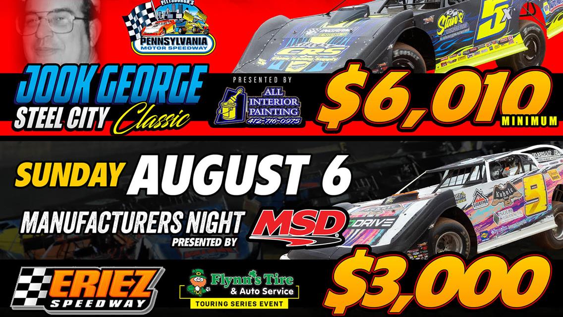 3 HUGE NIGHTS FOR HOVIS RUSH LATE MODEL FLYNN&#39;S TIRE TOUR; SATURDAY AT PITTSBURGH FOR $6010 &quot;JOOK GEORGE&quot;; SUNDAY AT ERIEZ FOR MFG NIGHT; TUESDAY THE