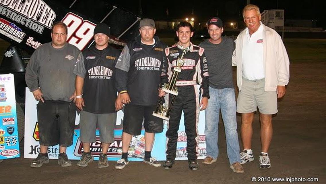 Kyle Larson sets ntr &amp; wins A-main from 9th Friday at Ocean Speedway