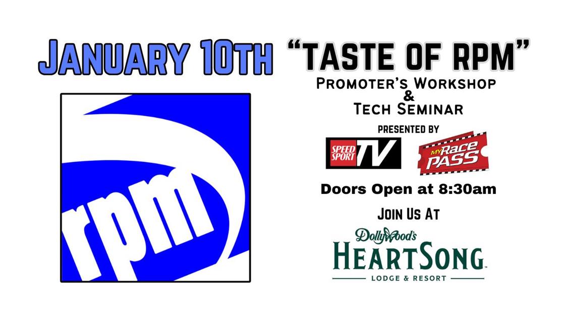 Crate Racin&#39; USA Announces RPM to Lead Promoters Workshop on January 10th at Dollywood’s Heartsong Lodge &amp; Resort