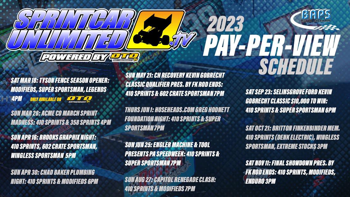 BAPS &amp; SprintCarUnlimited.tv Announce 2023 PPV Schedule