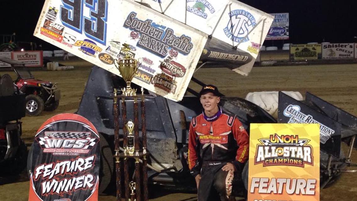 Sheldon Haudenschild wins 2nd Speedweek victory at Wayne County Speedway 6/22/15