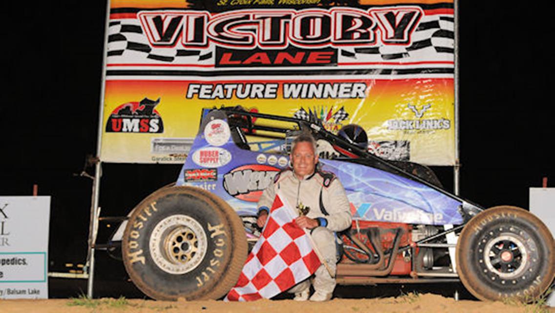 Johnny Parsons III sits in Victory Lane at SCVR on August 10.