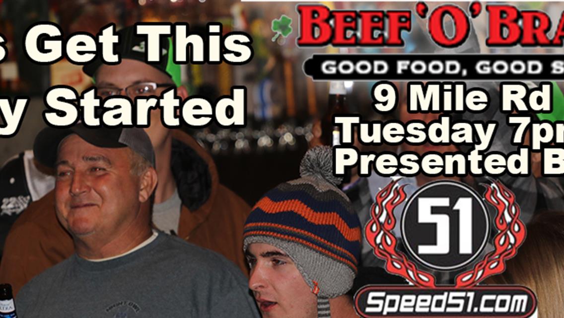 Snowball Kickoff  Party 7 PM Tuesday Beef O&#39;Brady&#39;s New Location 9 Mile Rd at Pine Forest