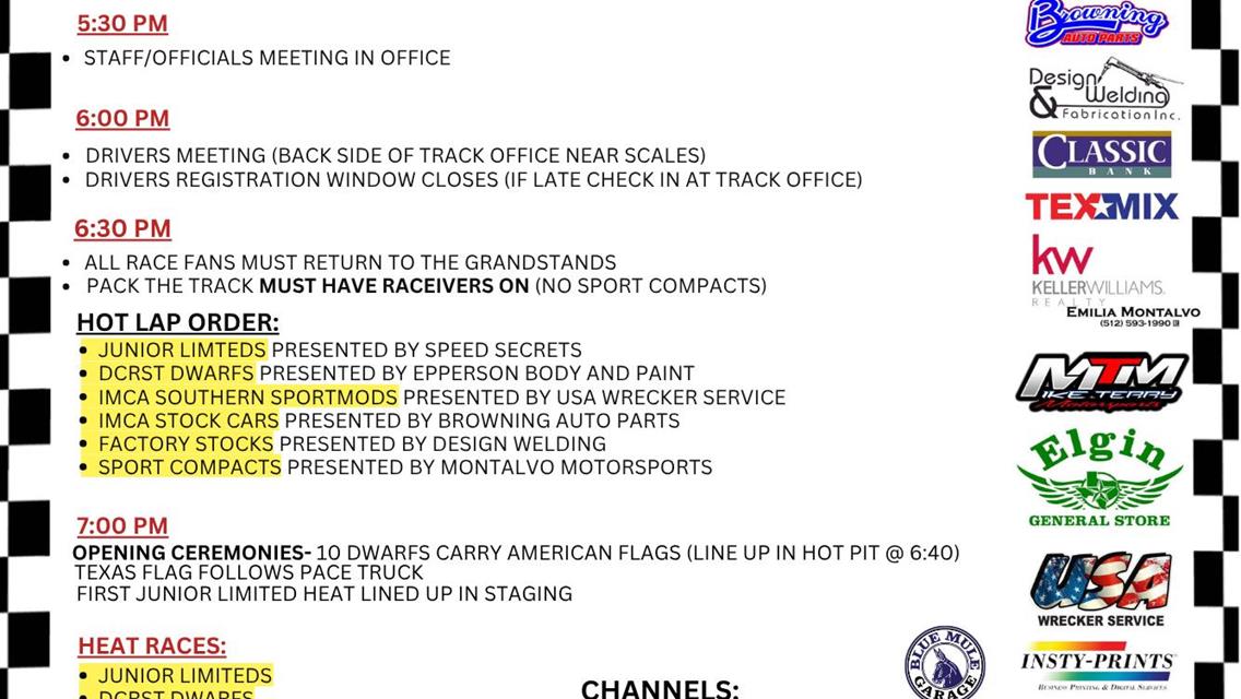 June 7, 2025 Race Day Information
