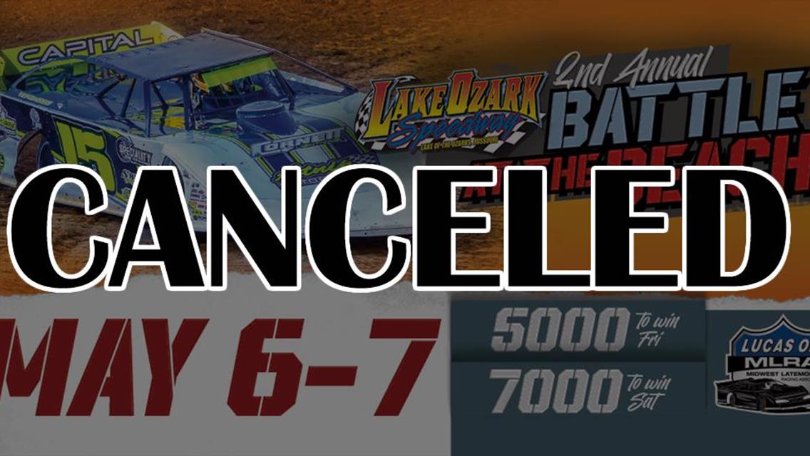 Rain Soaked Facility Cancels Lake Ozark Speedway MLRA Battle at the Beach