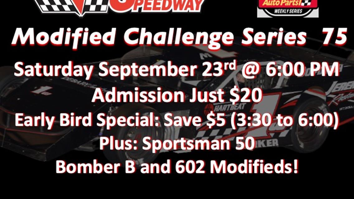 Modified 75 and Sportsman 50 Highlight a Big Night of Racing on 9/23/2023