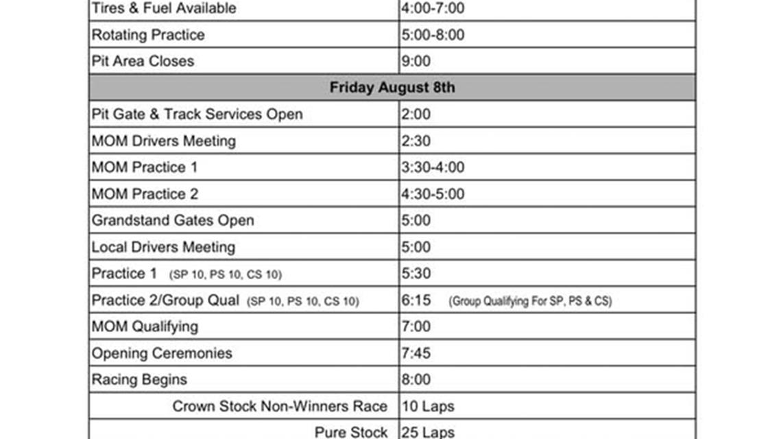 Schedule Set For Demo Derby Event, Includes Thursday Practice and Friday Crown  race for previous non-winners.