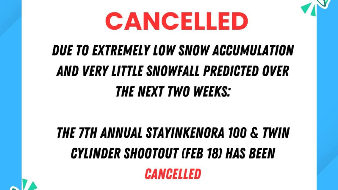 CANCELLED: StayInKenora100 &amp; Twin Cylinder Shootout (Feb 18)
