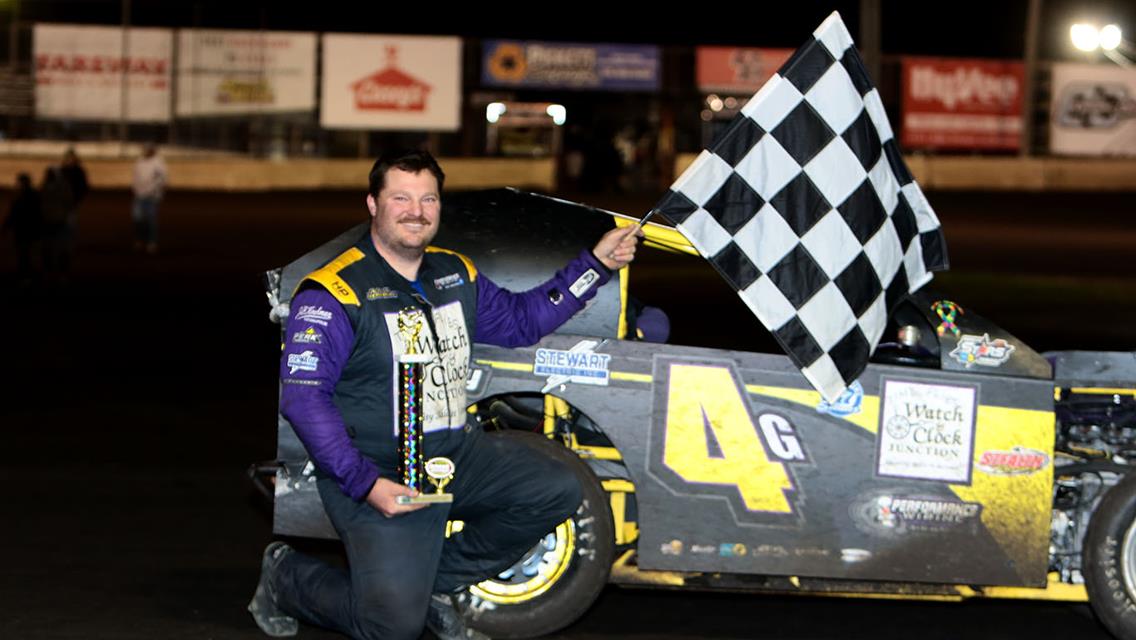 McBirnie, Smith, Pestotnik, Gifford and George See Checkers on Cold Night at Boone Speedway