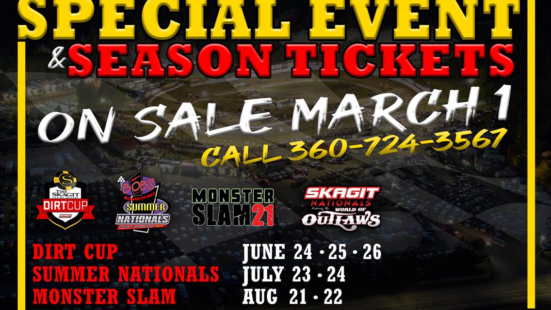 SPECIAL EVENT &amp; SEASON TICKETS ON SALE MARCH 1