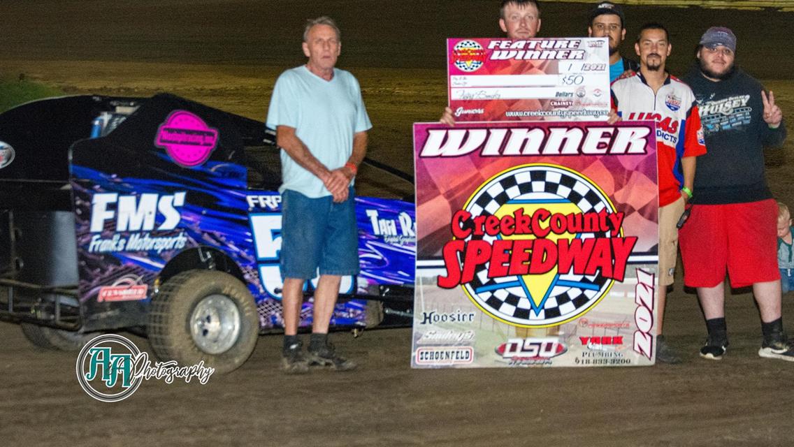 Frankie Bardaro Claimes NOW600 Lucas Oil Modified Win at Creek County Speedway