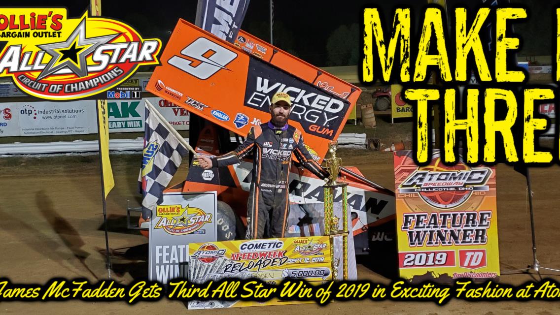 James McFadden slides by Dale Blaney late to score ‘Speedweek: Reloaded’ win at Atomic Speedway