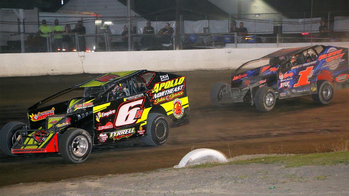 WARNER WINS FIFTH OF THE SEASON AT FONDA WITH A PASS IN THE FINAL TURN ON THE FINAL LAP