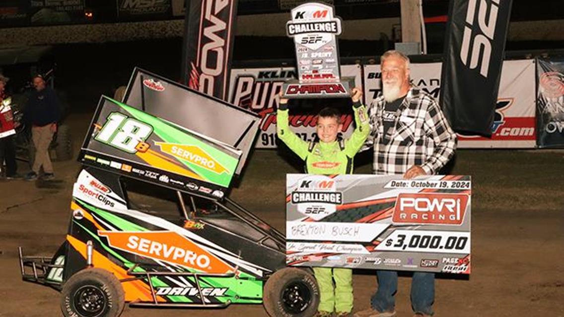 Brexton Busch Collects $3K-Payday in POWRi Jr Sprint League 2024 Championship.