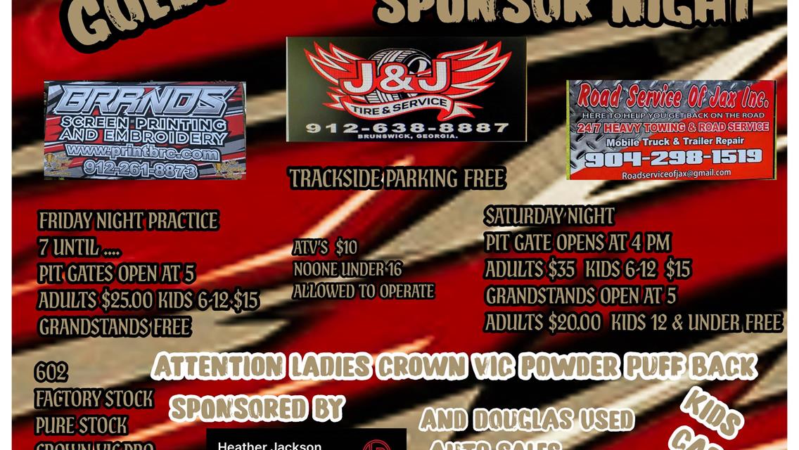 Next Racing Event ,Sponsor Night Sept 6th