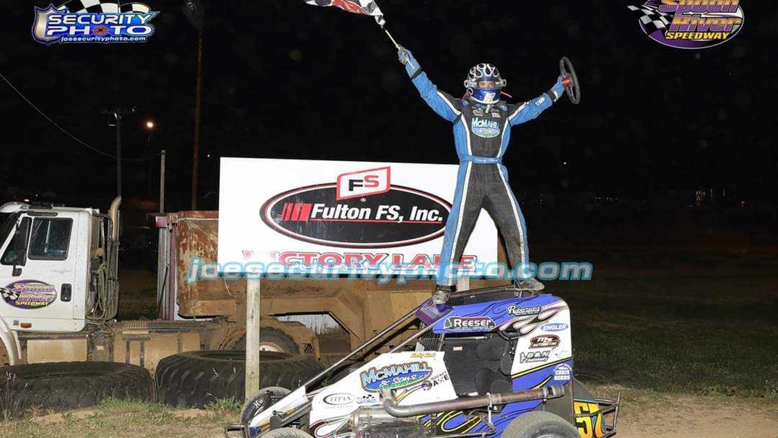 Mark McMahill Maneuvers POWRi Illinois Midget Racing Association Spoon River Win