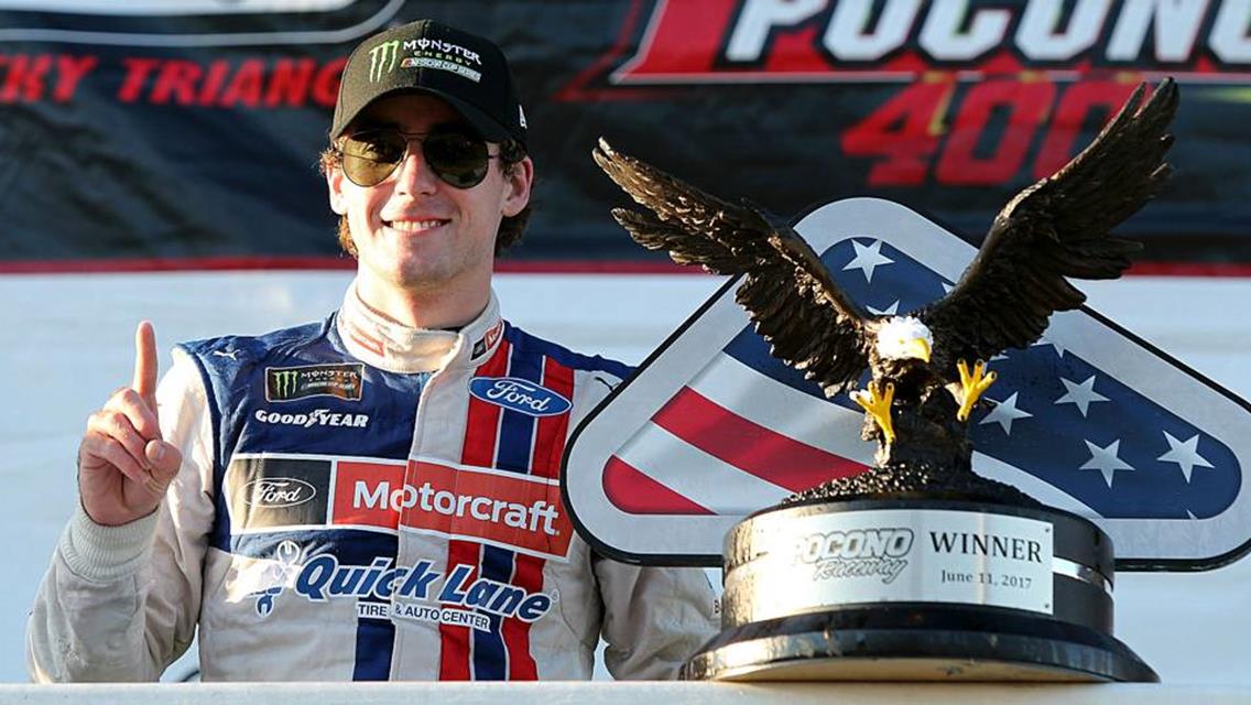 Ryan Blaney Scores First Career NASCAR Cup Win in Pocono, Piloting the famed No. 21 Motorcraft/Quick Lane Ford! All in attendance at the Sharon Speedw