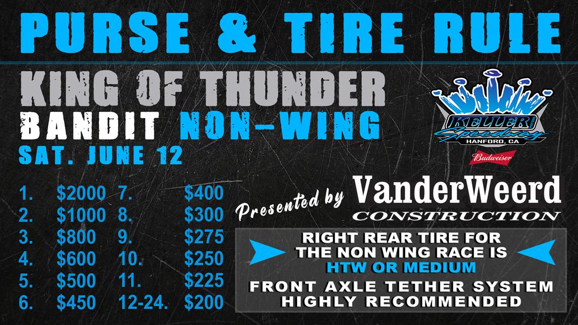 KING OF THUNDER BANDIT NON WING PURSE &amp; TIRE RULE