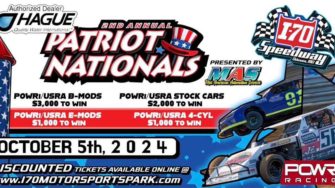 2ND ANNUAL HAGUE QUALITY WATER PATRIOT NATIONALS PRES. BY MID AMERICAN AUTOMATION SERVICES THIS WEEKEND AT I-70