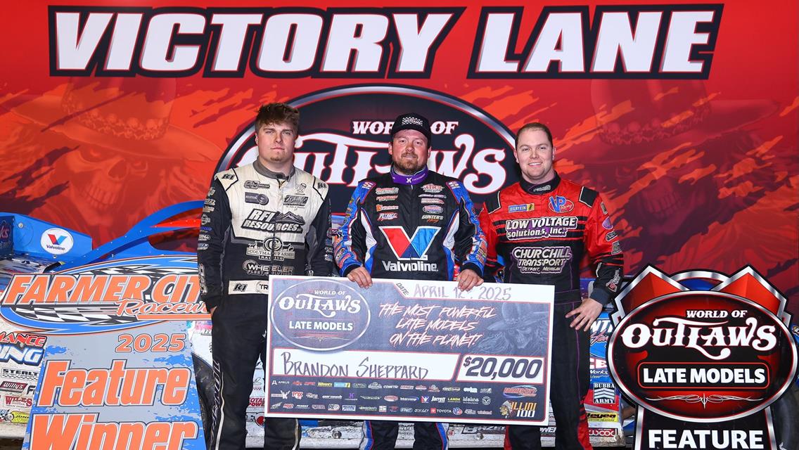 Farmer City Raceway (Farmer City, IL) – World of Outlaws Late Model Series – Illini 100 – April 11th-12th, 2025. (Josh James Artwork)