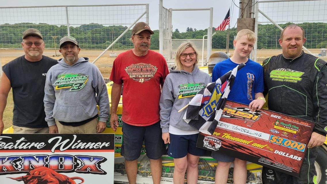 JEREMY WONDERLING SWEEPS THE WEEKEND FOR THE HOVIS RUSH LATE MODELS CAPTURING THE 1ST EVER FLYNN&#39;S TIRE TOUR EVENT AT KNOX AS HIS 3RD STRAIGHT WIN IS