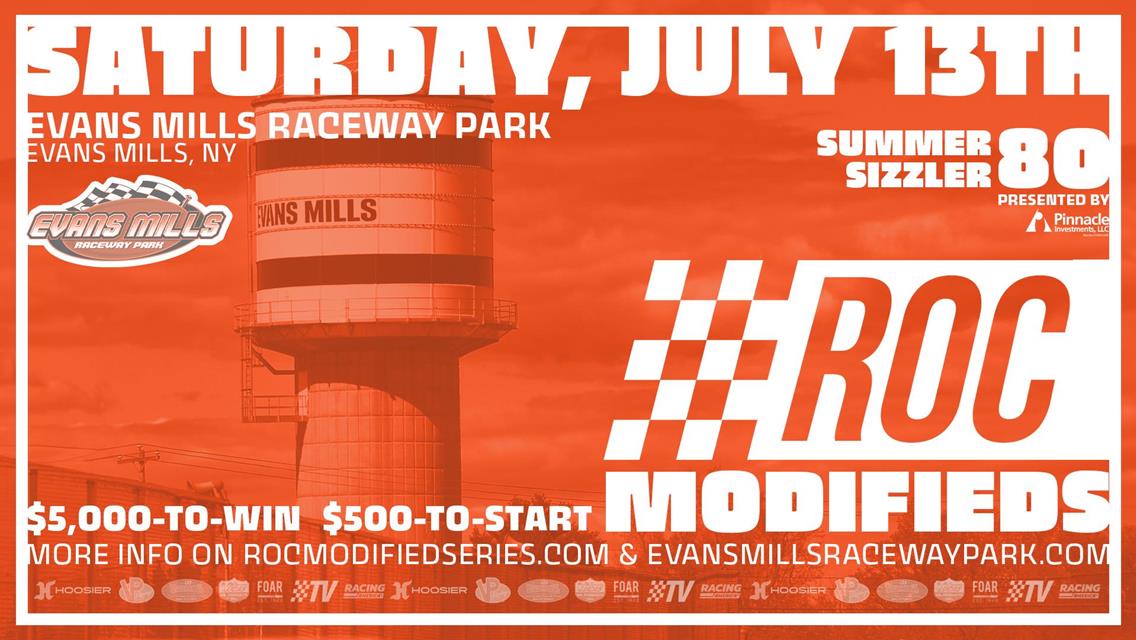 EVANS MILLS RACEWAY PARK TO HOST FIRST-EVER “SUMMER SIZZLER PRESENTED BY PINNACLE” FOR RACE OF CHAMPIONS MODIFIED SERIES