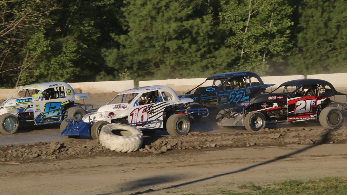 Josh Harrington first repeat winner in the DIRTcar Wells River Chevrolet Sportsman Coupes Seth Carlson beats out Will Hull for the win in the USAC DMA