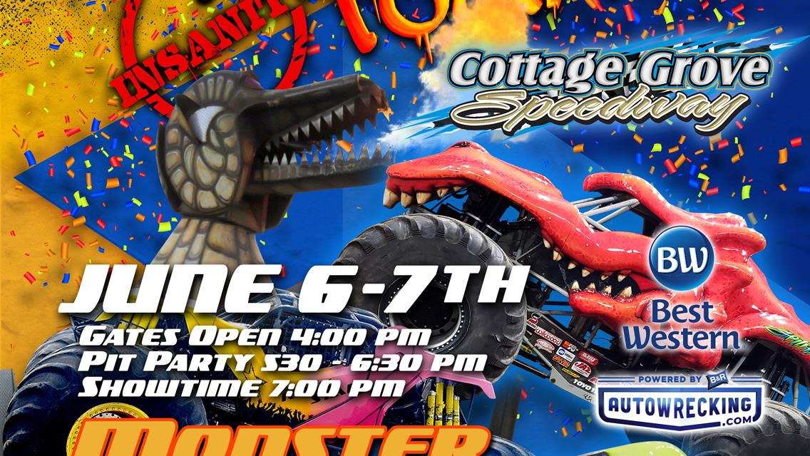 MONSTER TRUCKS &amp; QUADS ARE COMING BACK TO COTTAGE GROVE SPEEDWAY JUNE 6TH &amp; 7TH!!