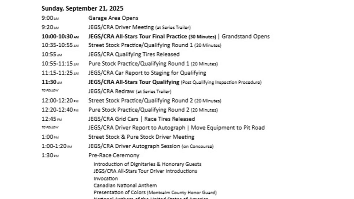Owosso Nationals Sunday Schedule