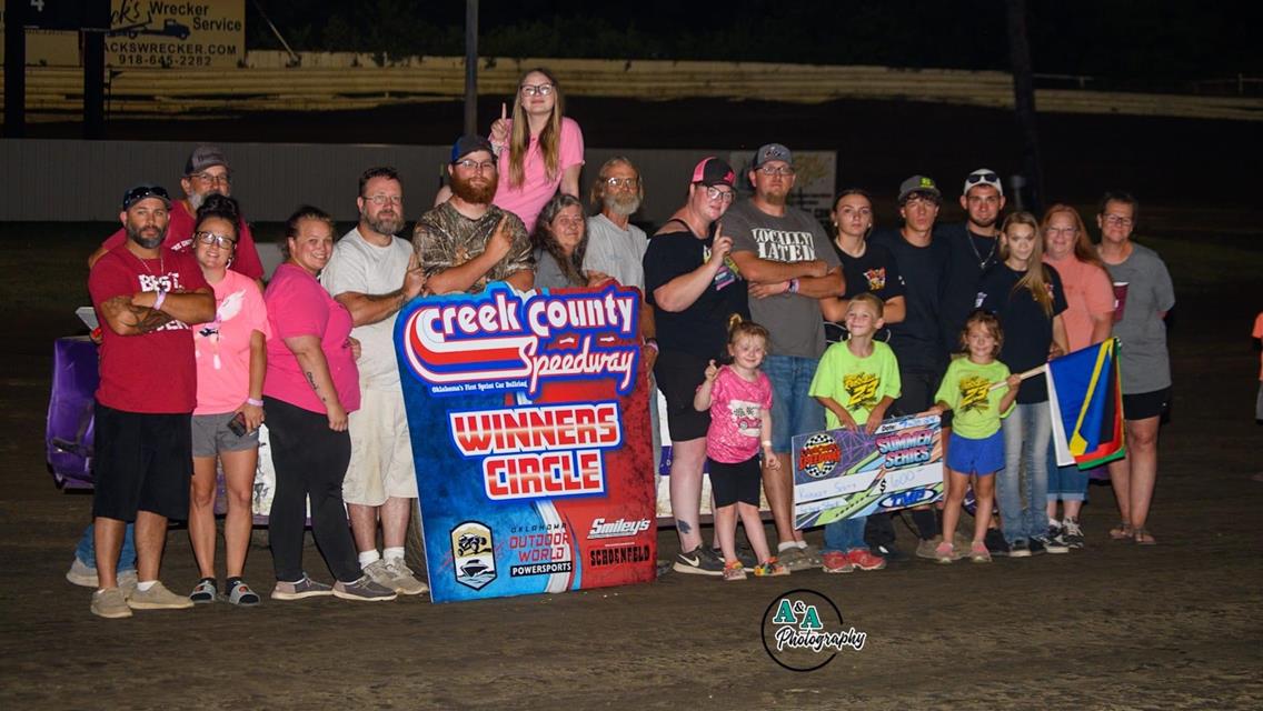 Shores, Davis, Scott, Bellinger, Foltz, Hancock, and Traster Score Wins on Saturday at Creek County Speedway!